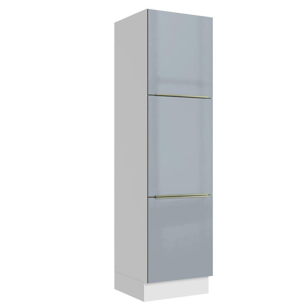 Paneleiro 60 cm 3 Portas Branco/Cinza Lux Madesa