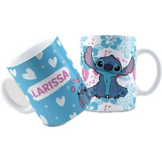 Caneca Personalizada Stitch Porcelana - Com Seu Nome Perfeita