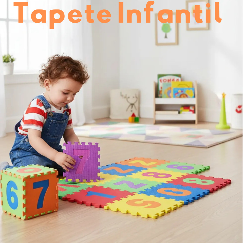 Tapete Infantil Emborrachado EVA Números Tatame Grande Resistente água Educativo Bebê Colorido