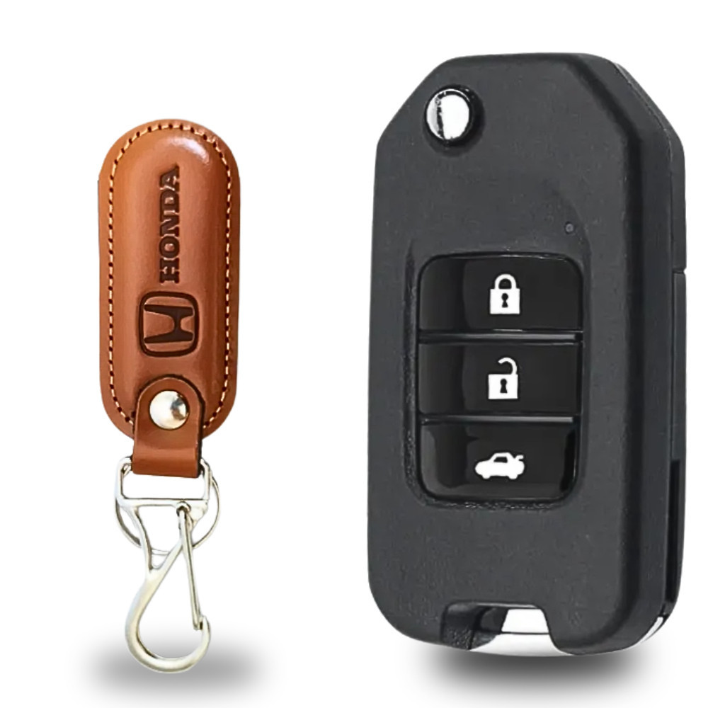 Carcaça Chave Canivete Honda Civic City Crv 3 Botões com Chaveiro Marrom