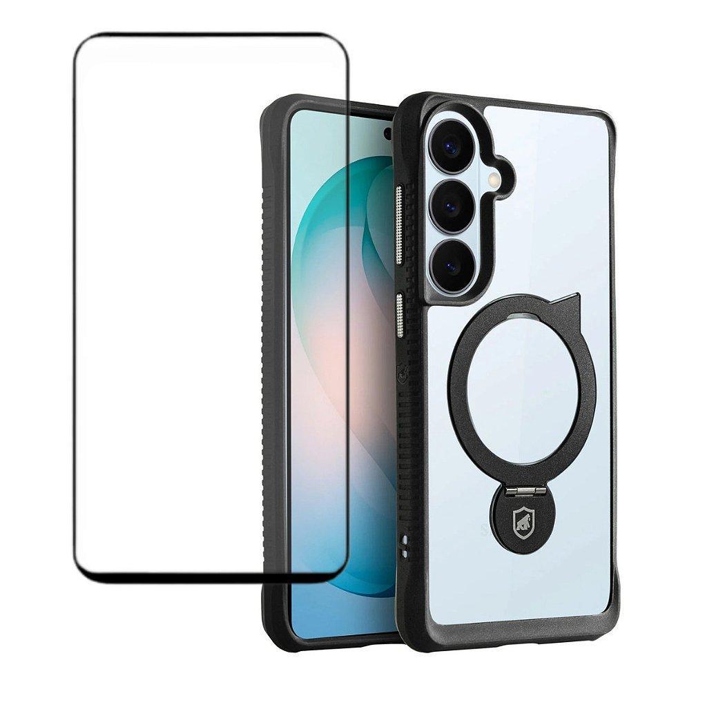 Kit Capa Case Capinha Raptor e Pelicula Dual Glass Preta para Samsung Galaxy S26 Plus - Gshield em Oferta na Shopee