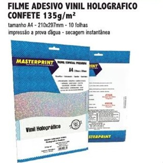 MP-FILME ADESIVO HOLOGRAFICO CONFETE 135G/M² A4 10FOLHAS em Oferta na Shopee
