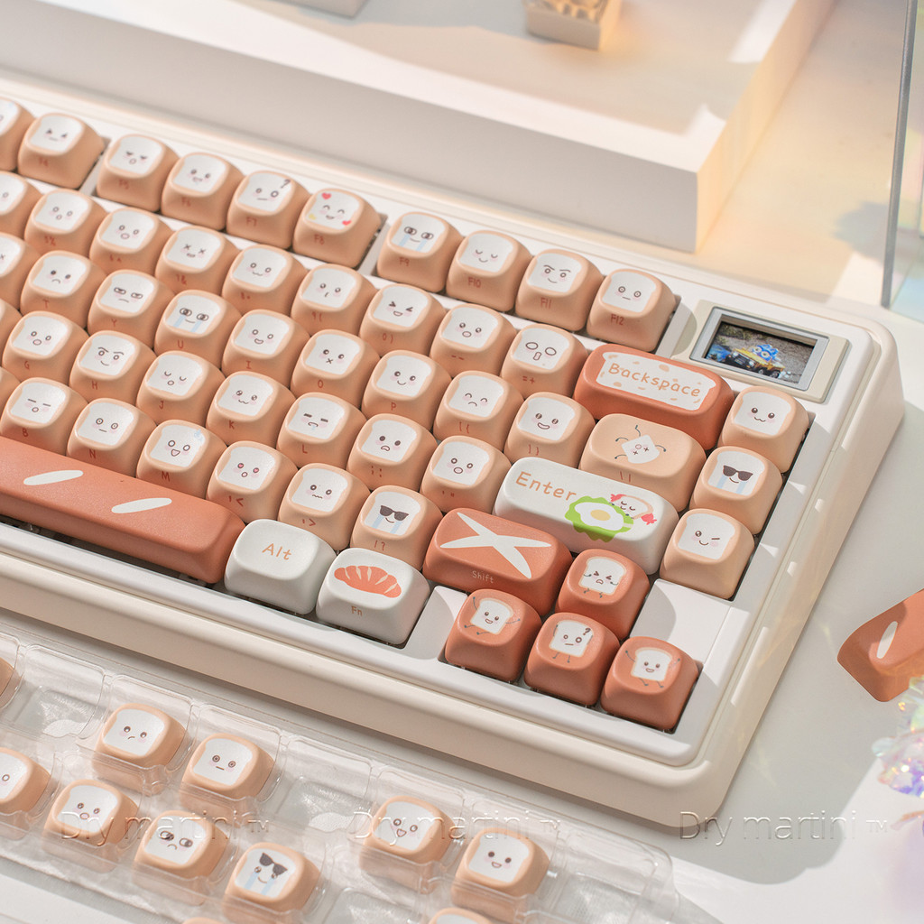 Torrada pão Keycap MO teclado mecânico lado gravado bola tampa PBT Emoticon 61 68 75 87 98 100 108