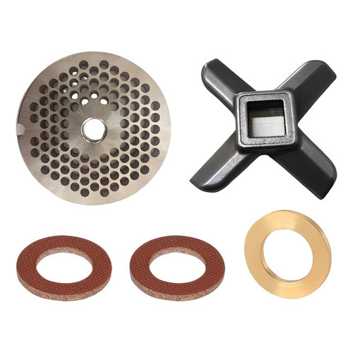 Kit Moedor de Carne Boca 22 Disco 5mm Cruzeta Arruelas Aço Elétrico e Manual