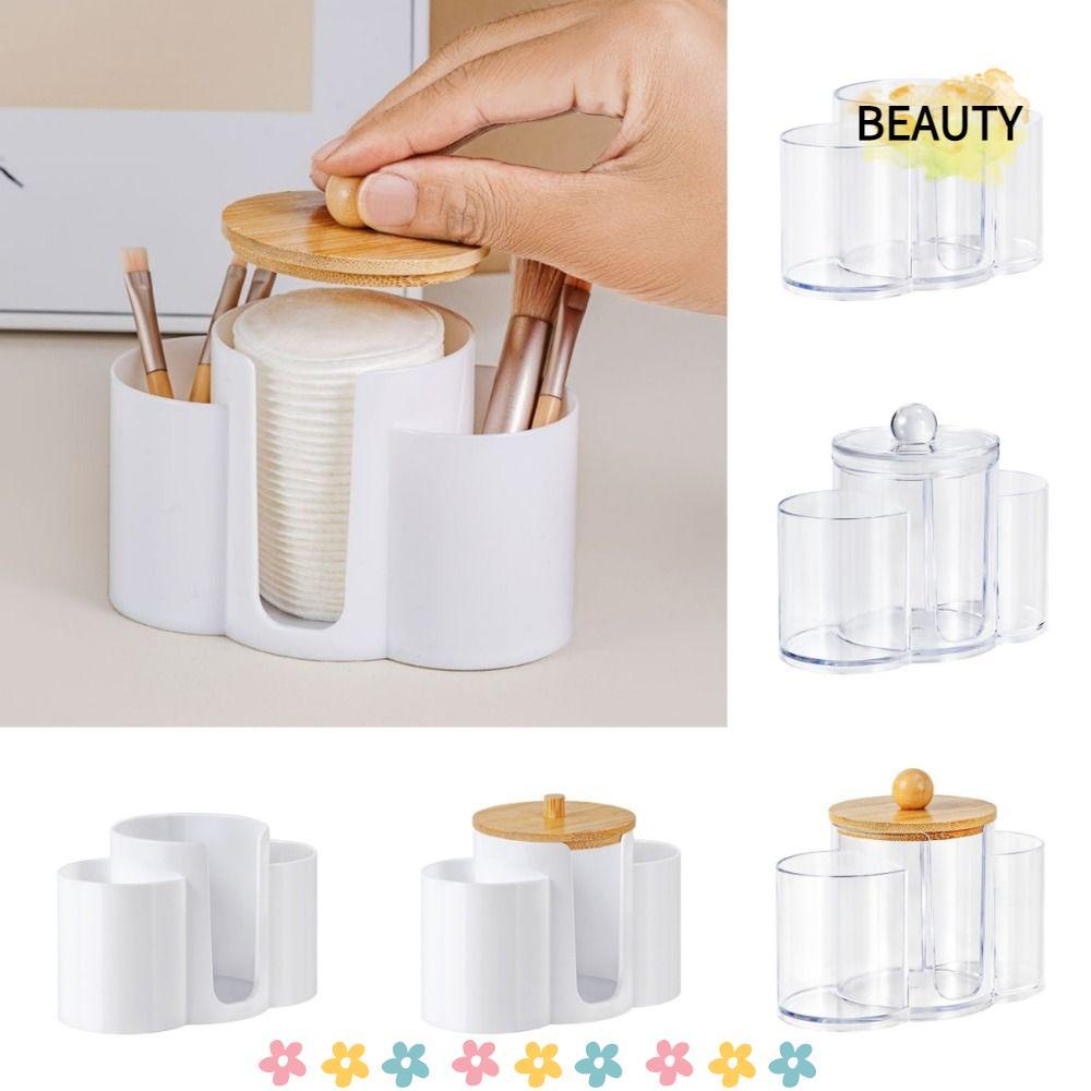 BEAUTYHOMEBR Suporte De Almofada Redonda De Algodão , Caixa De Armazenamento De Sopro De Pó De Plástico Com Design 3 Em 