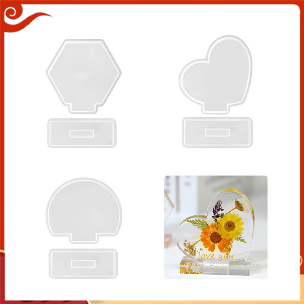 Molde de moldura de foto de resina epóxi de coração de cristal DIY inclui moldura de foto redonda e Hexagonal