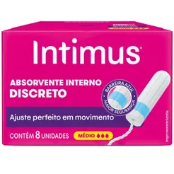 ABSORVENTE INTERNO INTIMUS DISCRETO MÉDIO 8 UNIDADES