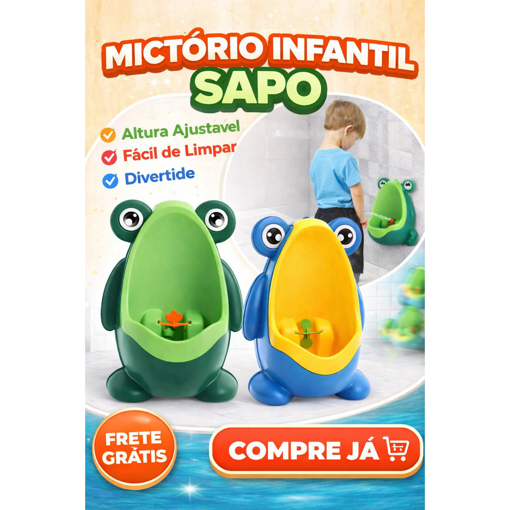Mictório Infantil Sapinho Com Ventosa | Troninho Penico Menino Desfralde Fácil Com Alvo Giratório