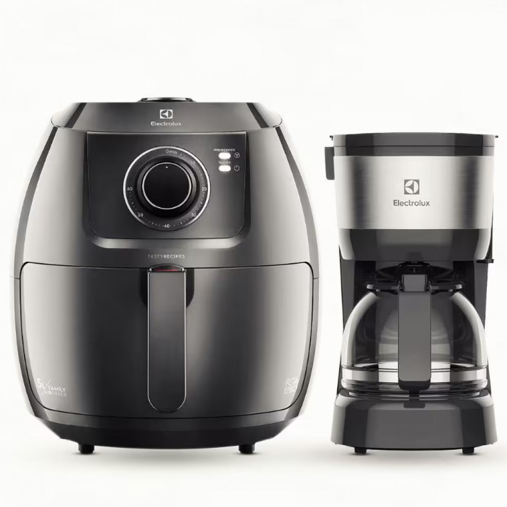 Fritadeira Elétrica Sem Óleo Air Fryer Electrolux Family EAF50 5L + Cafeteira Elétrica ECM10