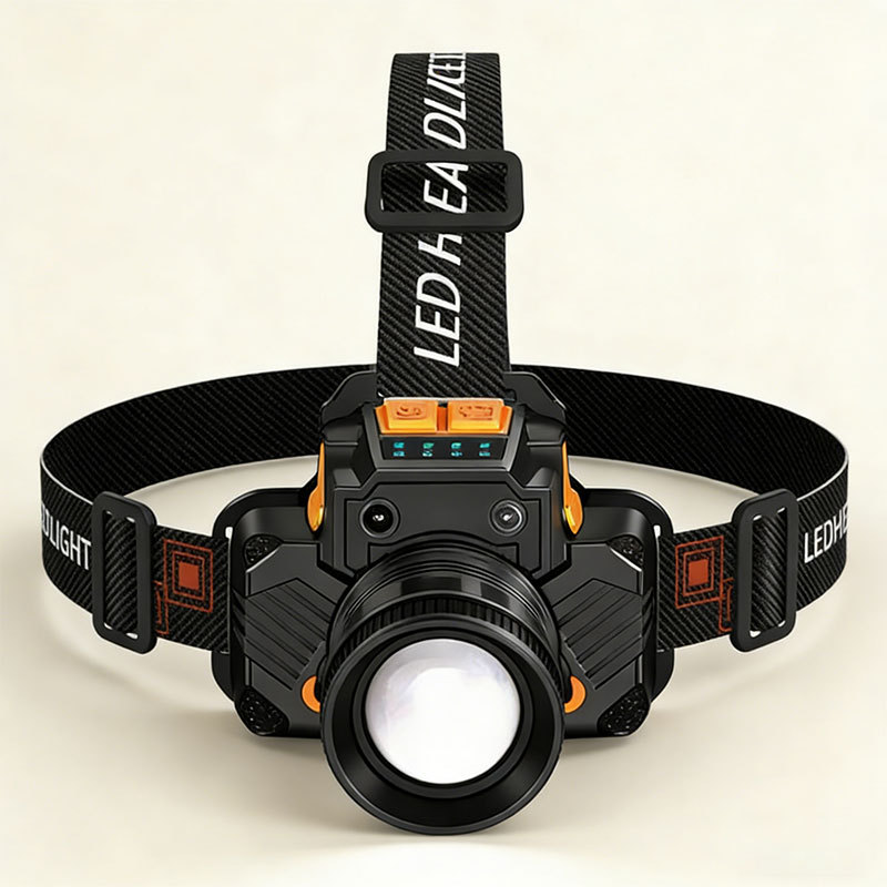 Farol de cabeça LED potente, prova d'água e recarregável, acessório essencial para camping ao ar livre