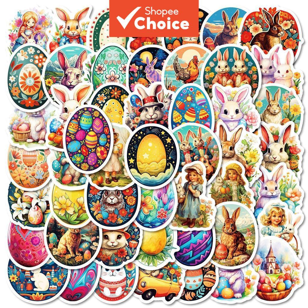 Coelho Animal Adesivos Bonito À Prova Dwaterproof Água 50 Pçs Estéticos Portátil Adesivo Personalizado Escola