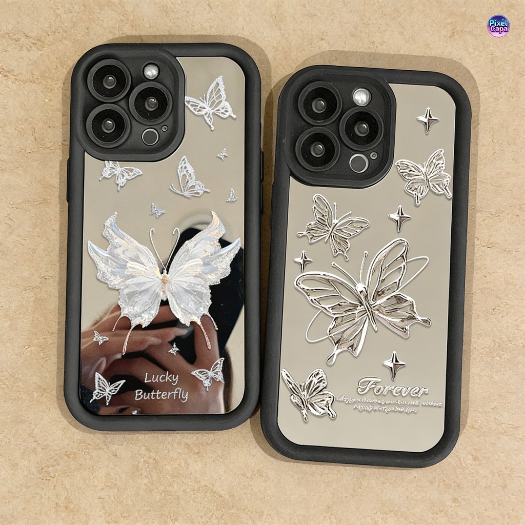 Capa De Espelhada Para iPhone 15 14 13 12 11 X XS XR 7 8 SE Pro Max Plus 2020 2022 Capinha De Mirror Telefone 9110  JM