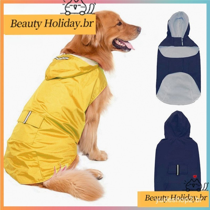 Capa De Chuva Cachorro Para Cães À Prova D'água Com Capuz Reflexivo Ao Ar Livre Impermeável Jaqueta