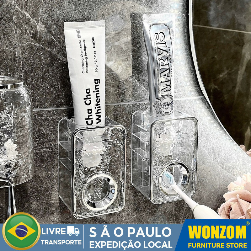 Suporte De Escova De Dentes Montado Na Parede Luxo Economizando Espaço Para Banheiros Suporte Multifuncional