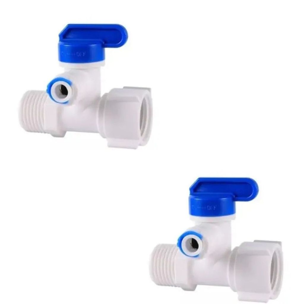 KIT 2 Válvula Fechamento 3 Vias 1x2 BSPT para 1x4 Água Adaptador Registro Tanque Torneira Bebedouro