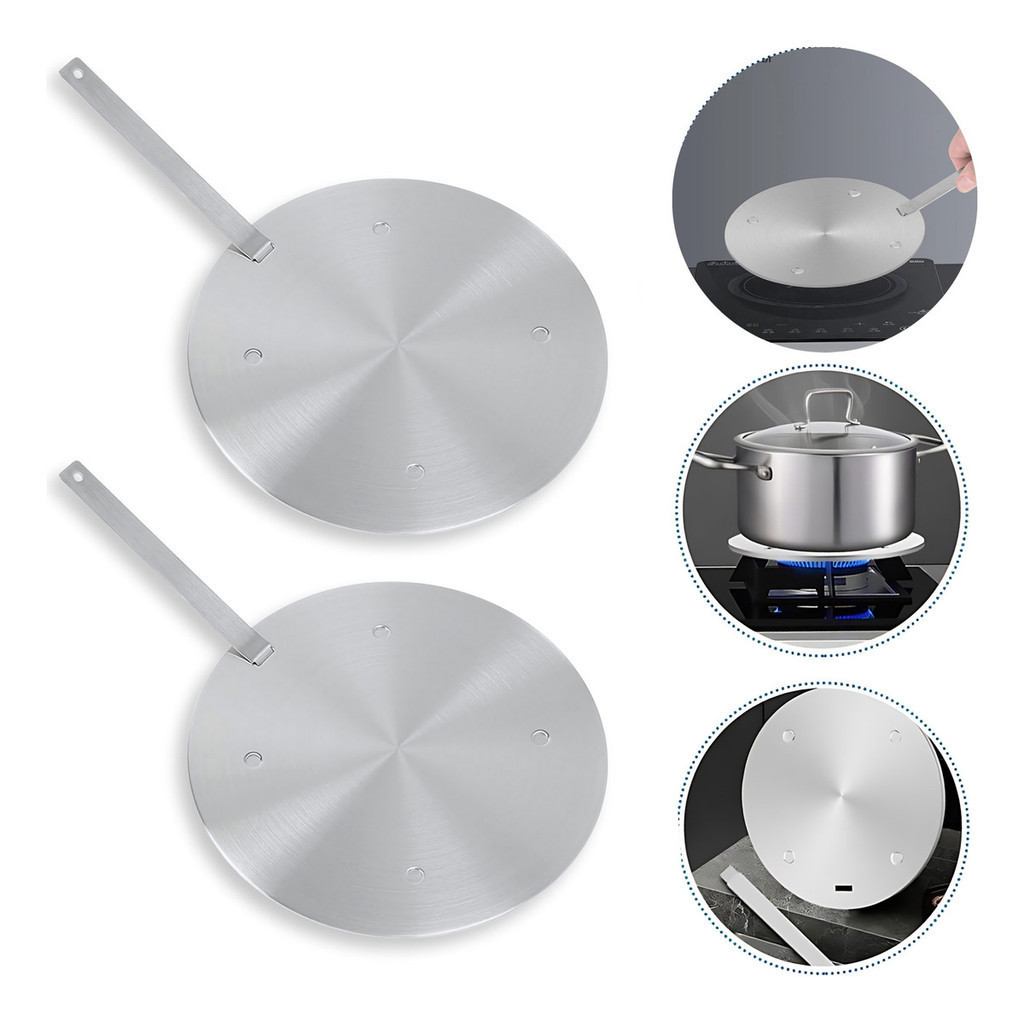 Kit 2 Adaptadores Fogão de Indução 24cm Difusor Conversor Chapa Inox