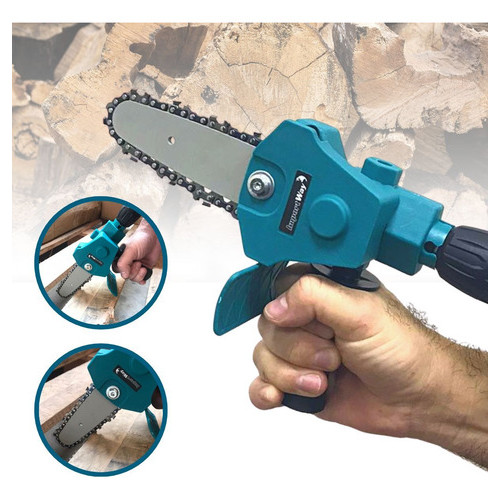 Kit Adaptador Motosserra para Furadeira com Sabre Corrente e Empunhadeira Corte de Madeira Portátil