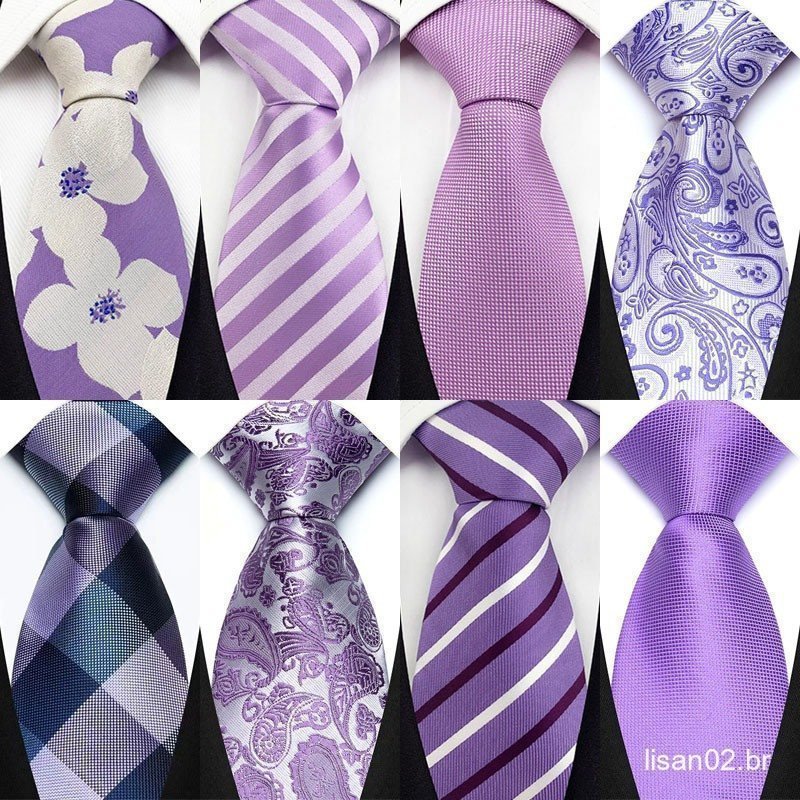 Gravatas Masculinas Luxuosas De 8 Cm Com Listras Xadrez , Cor Roxa Sólida , Vestido Clássico Formal Gravata Corbatas , D