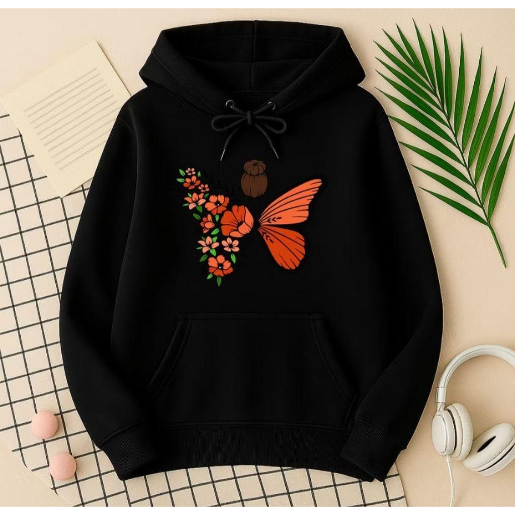 Moletom Canguru Borboleta Flores  Blusa de Frio UnissexESTILOSO Lançamento