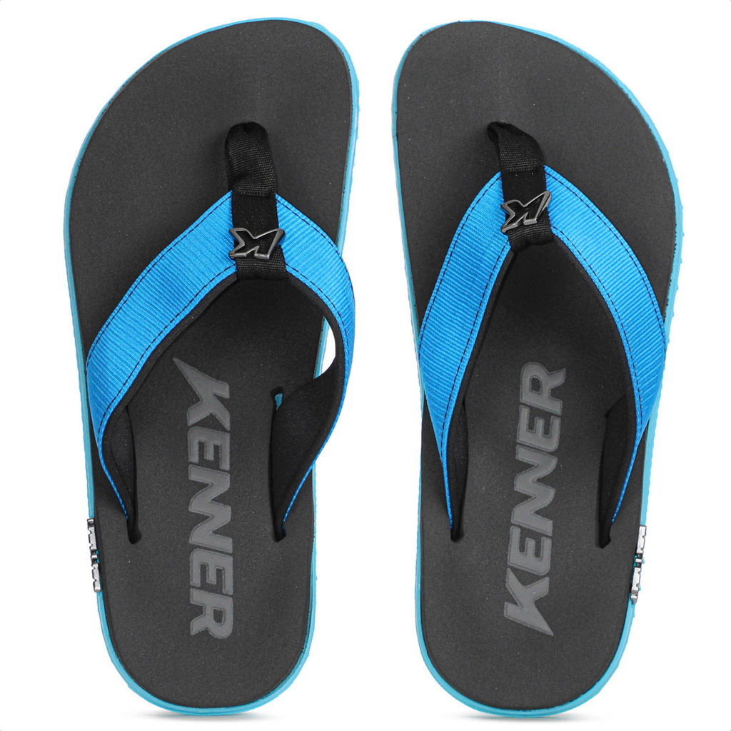 Chinelo Kenner Kivah Preto e Azul Claro - Masculino