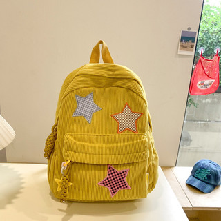 Mochila Estilo Universitário Simples e Versátil com Estrela, Grande Capacidade, Mochila Escolar para Estudantes do Ensin