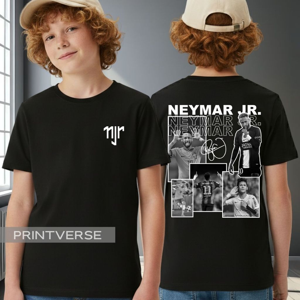 Camiseta Infantil Neymar Jogador Futebol Menino Ney Copa Time Seleção Brasileira Unissex Plus Size Algodão