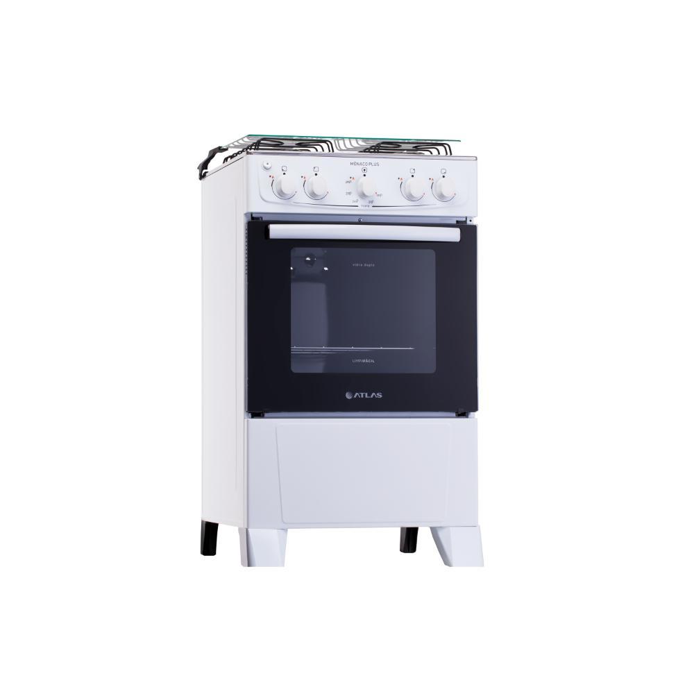 Fogão 4 Bocas com Forno Mônaco Plus Atlas Mesa de Inox Branco