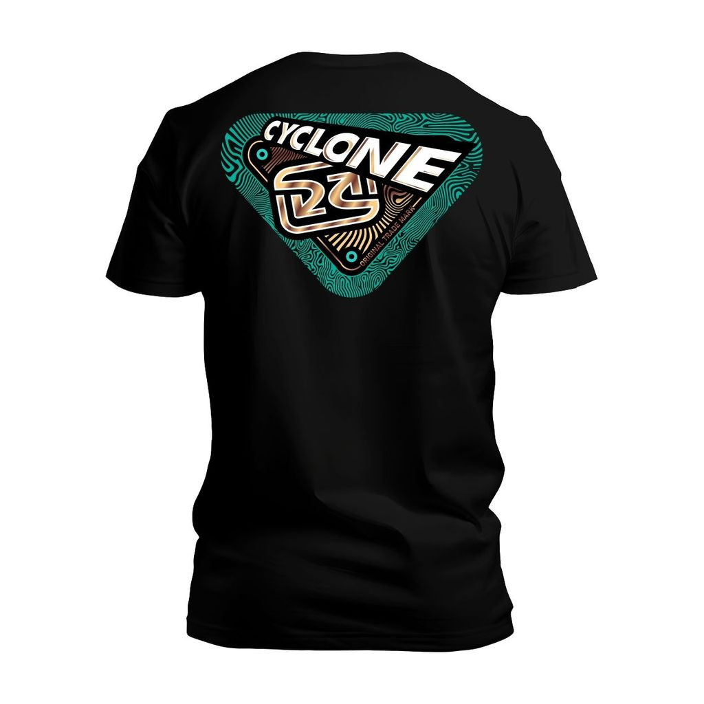 [Camiseta Premium em Algodão Puro]GXG Camiseta Preta Cyclone Unisex, Design com Texto "Cyclone" em Estilo Grafite, Moda