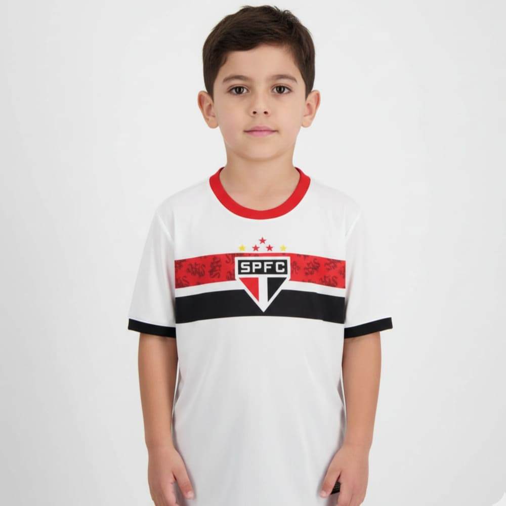 Camiseta São Paulo Stencil Infantil Branca em Oferta na Shopee