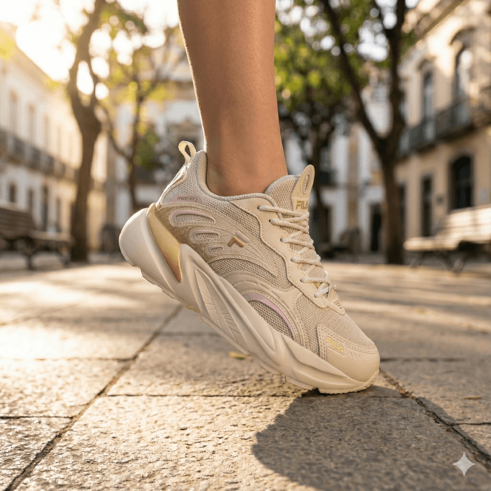 Tênis Feminino Fila Street Fit 2 Bege/Dourado Street Style em Oferta na Shopee