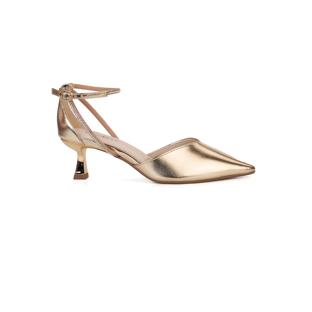 Scarpin Bebecê Salto Taça Médio Tiras Com Strass em Oferta na Shopee