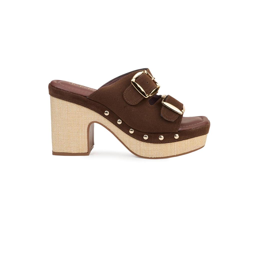 Tamanco Bebecê Salto Alto com Fivelas e Detalhes de Tachas em Oferta na Shopee