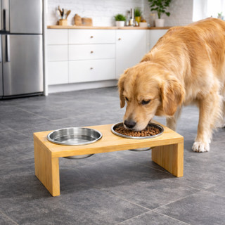 Comedouro Elevado Ergonomico Duplo Pinus Alumínio Pet Cães Luxo em Oferta na Shopee