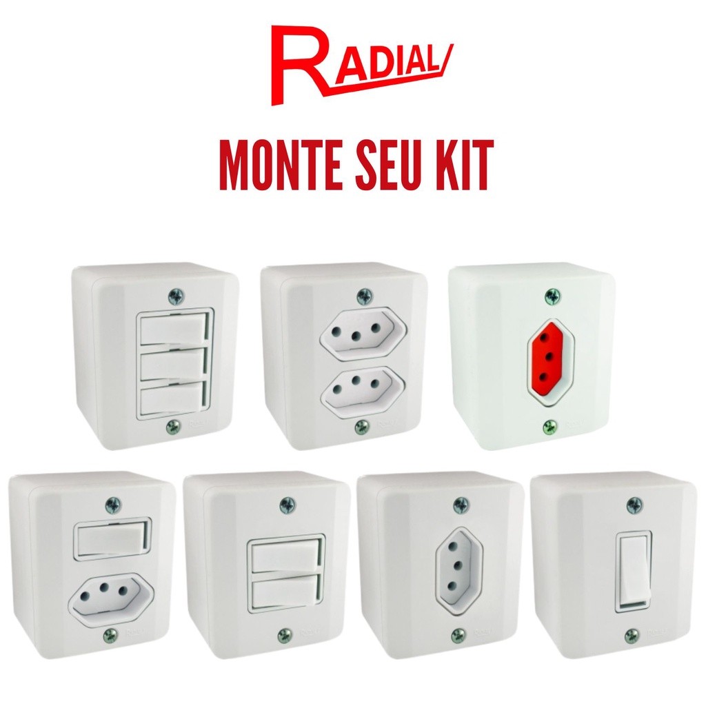 Tomada e Interruptores - Sistema X - 10A e 20A Sobrepor Externa Radial Branco