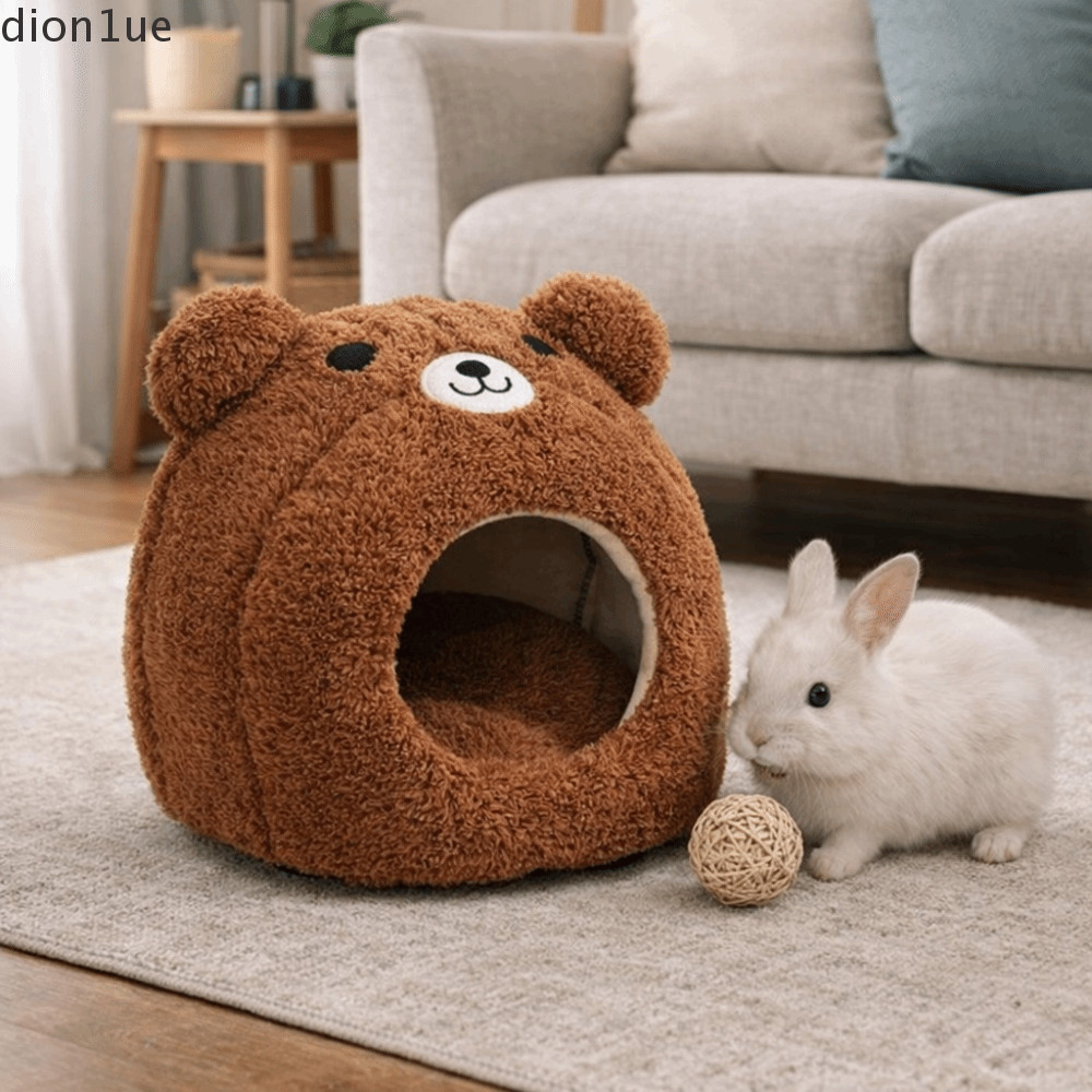 DION1UE Ninho Quente De Hamster , Casa De Cobaia De Desenho Animado Semi-Fechada , Cama De Caverna De Coelho De Pelúcia