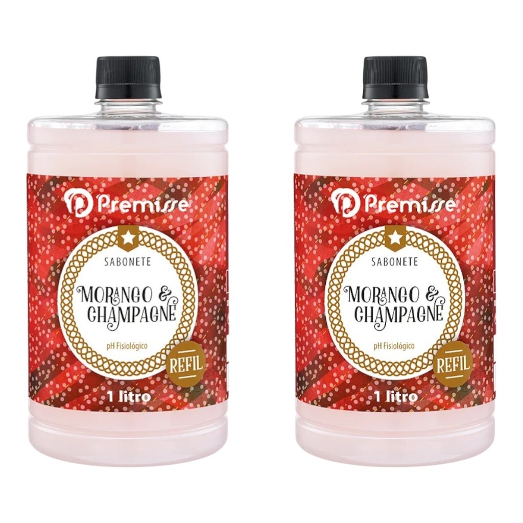 Kit 2 Sabonete Líquido Morango E Champagne 1L - Premisse em Oferta na Shopee
