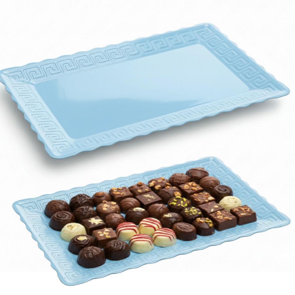 3 Bandeja Retangular 17x27cm Azul Bandejinha Pratinhos Decorativos Docinhos Petisqueira Porta Doce