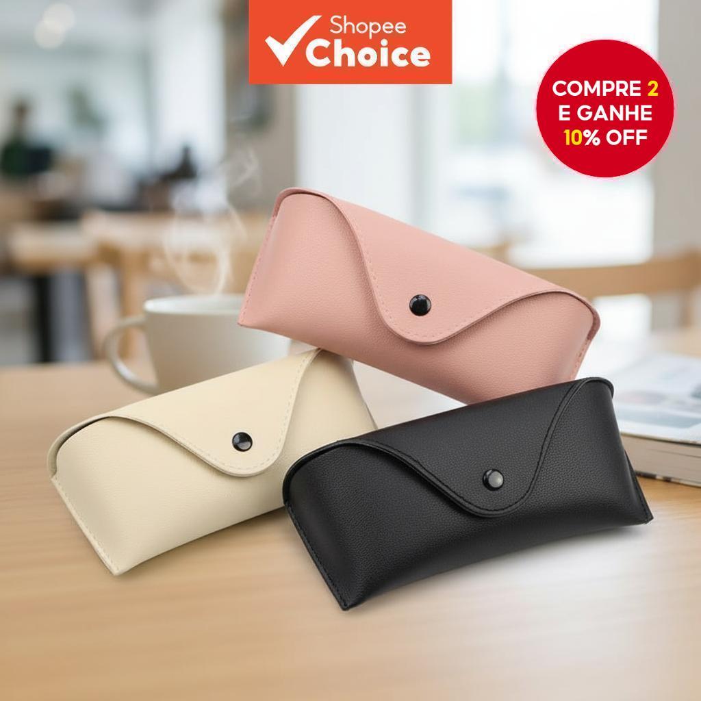  Estojo de óculos de sol de couro PU, caixa protetora para óculos, à prova de queda