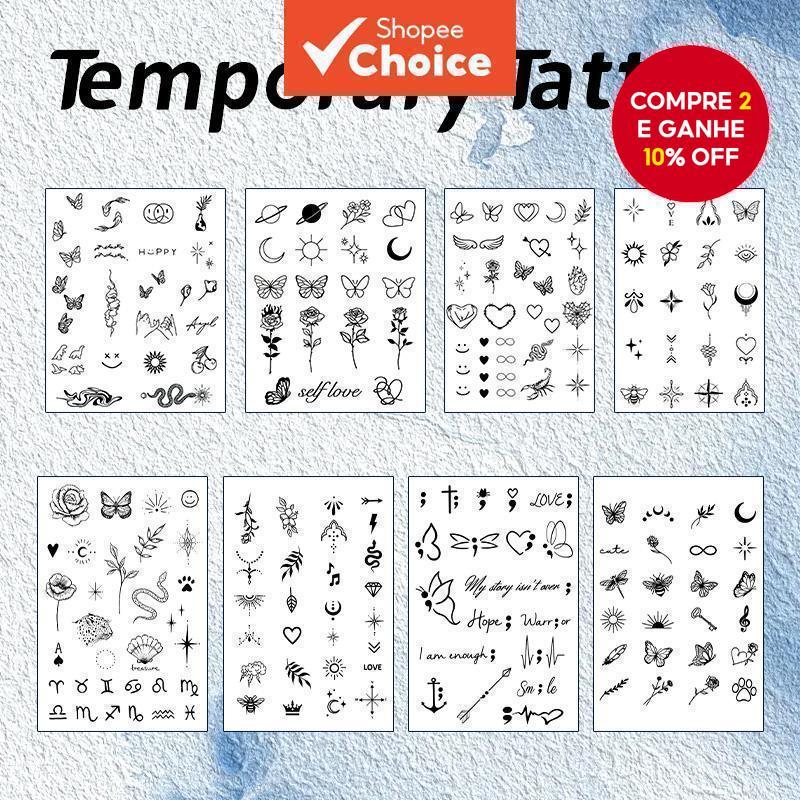 Mini Padrão Temp Tatuagem Conjunto À Prova D'água 15 Dias Arte Corporal Falsa Realista Para Mãos E Pernas em Oferta na Shopee