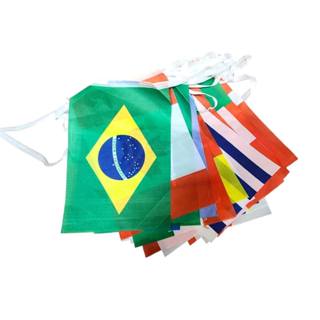 Varal De Bandeiras 32 Paises Em Tecido Diversos Festa Copa em Oferta na Shopee