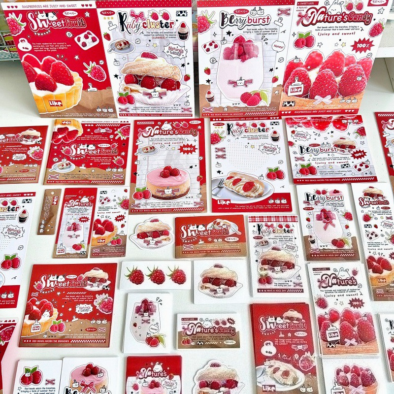 23 Unidades/Conjunto Adesivo De Vedação De Framboesa Vermelha De Cartão De Felicitações Material De Embalagem Decoração
