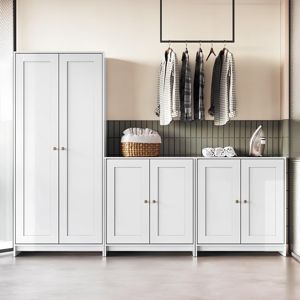 Área de Serviço com Armário e Balcão 3 Peças 6 Portas 6 Prateleiras Americano 250cm Branco Decibal em Oferta na Shopee