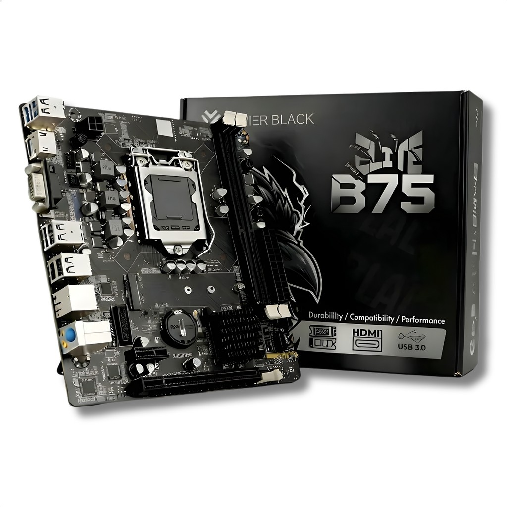 Placa Mãe B75 Gamer Black Elite Intel LGA1155 mATX DDR3 M.2 NVMe Gigalan Preto