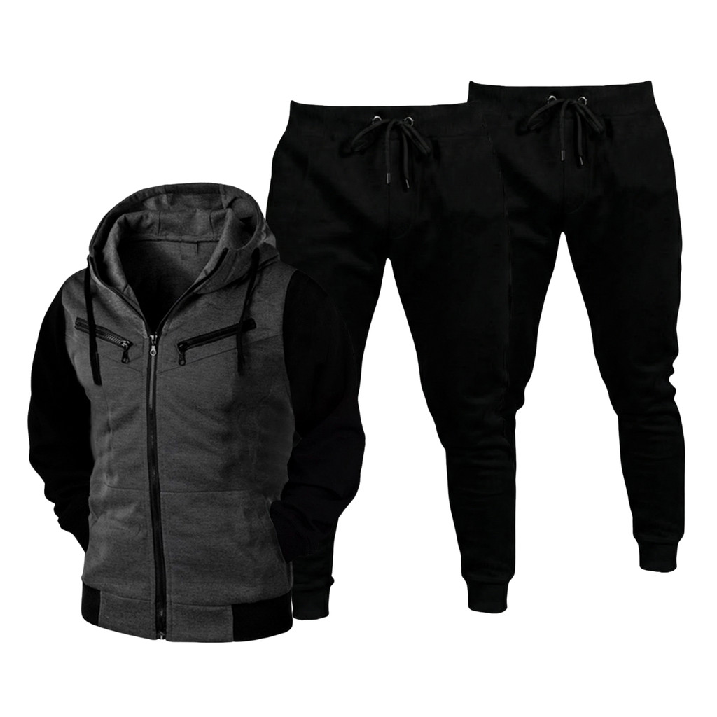 Conjunto Blusa de Moletom Raglan + 02 Calças Jogger Kit Agasalho Masculino e Feminino Flanelado
