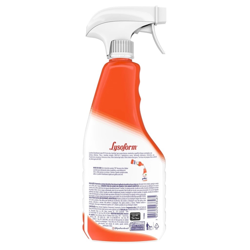 Desinfetante Lysoform Suave Odor 500ml Borrifador
