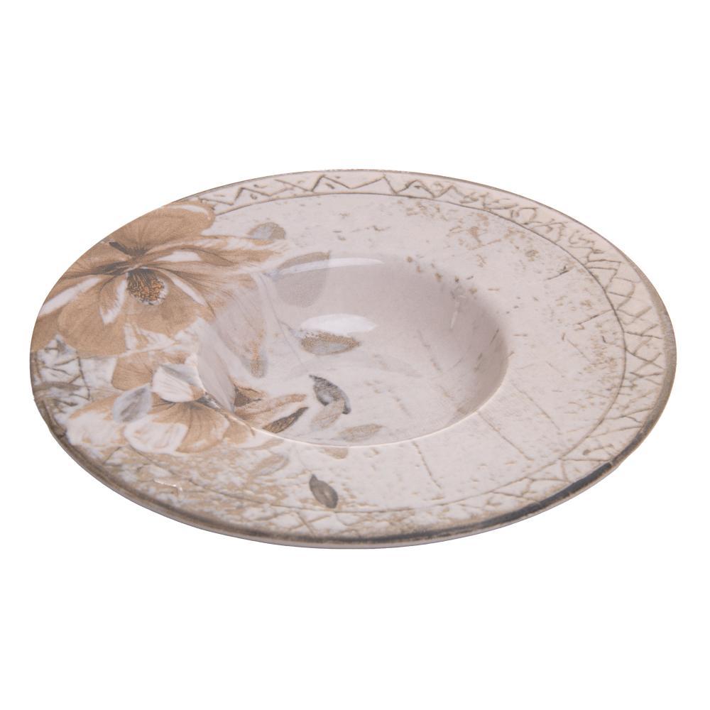 Prato para Risoto Magnólia 28cm Bege Cerâmica Wolff