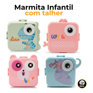 Marmita Infantil De Bichinho 3 Peças Com Talher E Divisórias em Oferta na Shopee