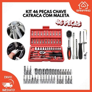 Kit De Ferramentas 46 Peças Jogo De Soquetes Chave Catraca Reversível Com Maleta Jogo De Ferramentas Completo em Oferta na Shopee