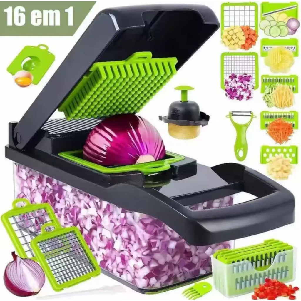 Fatiador Profissional Multifuncional De Aço Inoxidável 16 Em 1 Para Vegetais/Frutas/Legumes