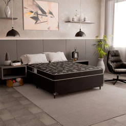 Cama Box Viúva + Colchão D20 - Suede Preto